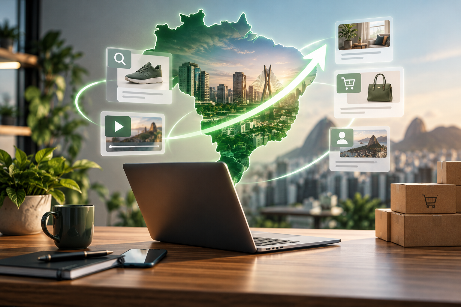 Ilustração gerada por IA sobre: Publicidade digital cresce no Brasil: o que R$ 42,7 bilhões significam para as PMEs